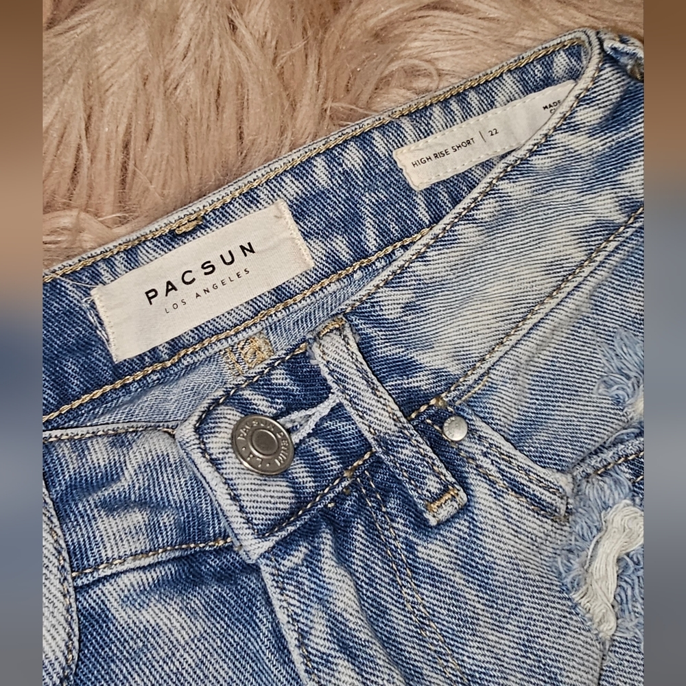 PACSUN Distressed Denim High Rise Short